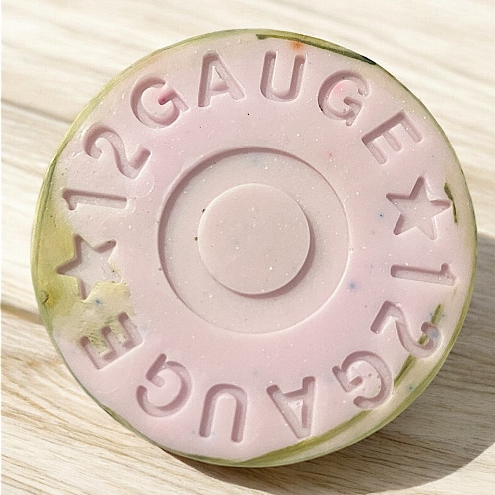 Lavender 12 gauge bullet handmade soap 3x3 inch & 5oz donkey milk & shea butter